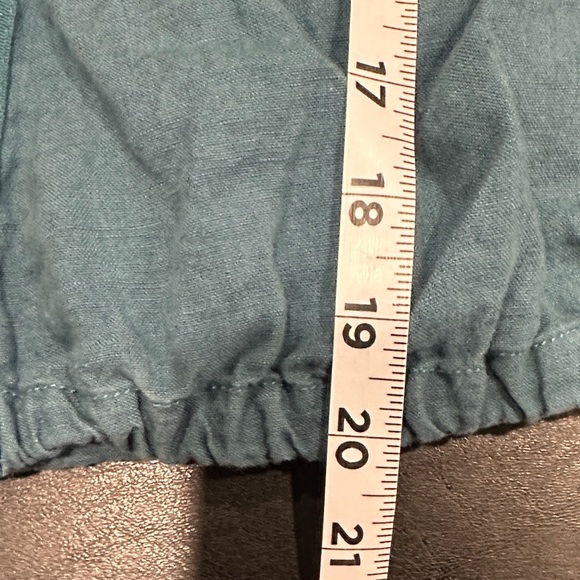 Athleta Retreat Short Sleeve Linen Turquiose Top - Picture 4 of 6